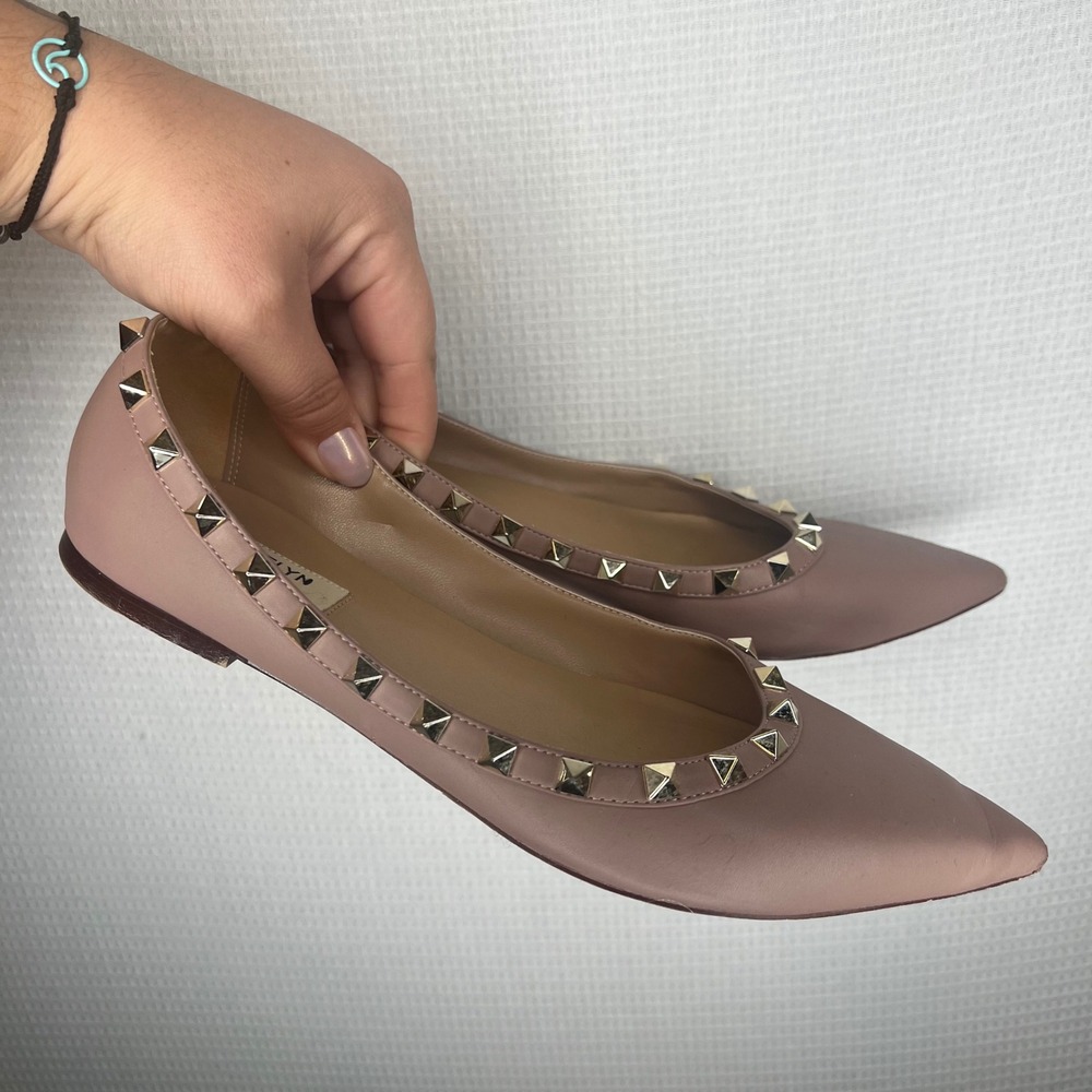 Kaitlyn Pan Mauve Pink Studded Pointed Toe Flats Size 9.5 US 40.5 EU